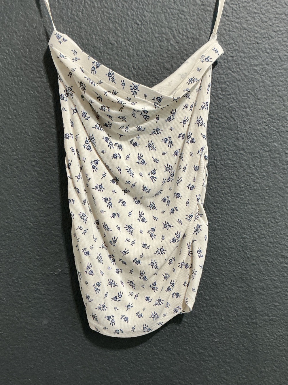 torrid Cream Cowl Neck Tank with Navy Floral Print
